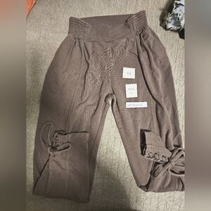 Gray Knit Joggers with Tie Detail